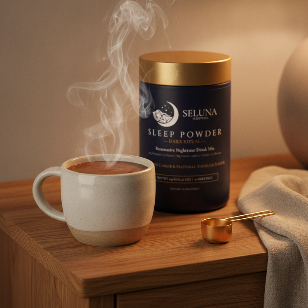 Seluna Nighttime Sleep Ritual — Bedtime Drink with Daily Ritual Sleep Powder (1mg Melatonin, Magnesium Taurate, L-Theanine)
